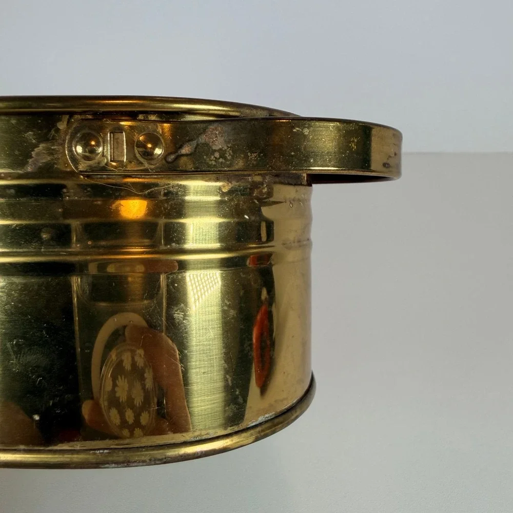 Vintage Brass Oval Planter Pot with Handles‎ Decorative Accent